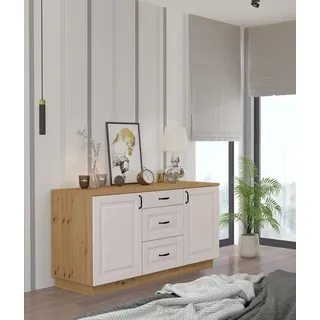 Küchen-Preisbombe Kommode Stilo 150cm Esszimmer Landhaus Weiss Eiche Artisan Buffet Küche Anrichte
