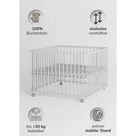 Sämann Laufgitter mit Matratze SleepPlus – make a difference. weiß Holz, Echtholz,Buche, 100x74x100 cm Babymöbel, Laufstall Baby