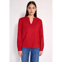 street one studio STREET ONE STUDIO, Damen, Gr. 44, rot (mandarin rot), Web, 100% Baumwolle, unifarben, V-Ausschnitt, mit Knopf Manschette, Tuniken, aus reiner Baumwolle