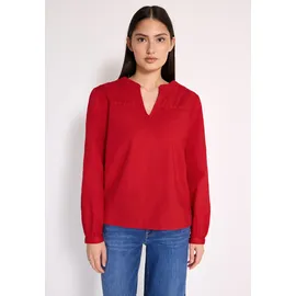 street one studio STREET ONE STUDIO, Damen, Gr. 44, rot (mandarin rot), Web, 100% Baumwolle, unifarben, V-Ausschnitt, mit Knopf Manschette, Tuniken, aus reiner Baumwolle