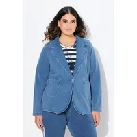 Ulla Popken Blusenblazer Sweatblazer Jeansoptik Reverskragen Langarm blau 58/60