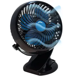 Starlyf Fast Fan, Mini Tischventilator, 18 cm, Ventilator kabellos, Akku, 360°, Befestigungsclip, USB, schwarz