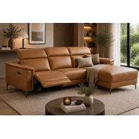 OTTO home Ecksofa LUND, L-Form, 261cm, man. o. elektr. Relaxfunktion (mit USB-A), und Kopfteilverstellung braun