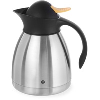 HENDI Isolierkanne, mit gelbem Druckverschluss, Doppelwandige, Kaffekanne, Termoskanne, Teekanne,