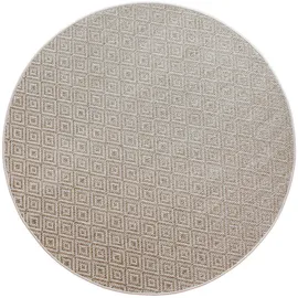 WECON HOME Teppich WECON HOME "Miami Beach", sand beige, H:5mm Ø:160cm, Polypropylen, Teppiche, Teppich, In- & Outdoor Teppich, wetterfest, modernes Rauten Muster, Balkon