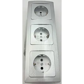 ChiliTec Schuko-Steckdose 3-fach Silber 3 St.