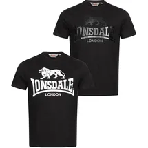 Lonsdale Herren T-Shirt normale Passform Doppelpack Kelso
