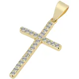 Kettenanhänger ADELIA ́S "Damen Anhänger – Kreuzanhänger aus 925 Silber mit Zirkonia", gold, Schmuckanhänger, Damen, Silber 925 (Sterlingsilber), Kettenanhänger, Ideal zum Verschenken – schlicht und stilvoll