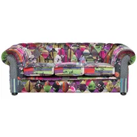 Beliani Sofa 3-Sitzer CHESTERFIELD Stoff Violett