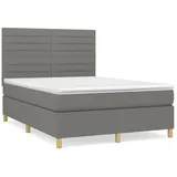 vidaXL Boxspringbett mit Matratze Dunkelgrau 140x200 cm Stoff