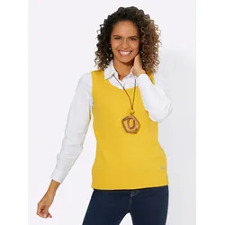 Pullunder CASUAL LOOKS "Pullunder", Damen, Gr. 36, gelb (ocker), 70% Baumwolle, 30% Polyester, unifarben, Pullover