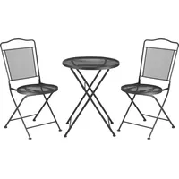 Outsunny 3-teilige, Essgruppe Balkonmöbel Set Gartenmöbel-Set 1 Tisch+2 Stühle, - Schwarz