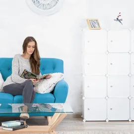 Relaxdays Steckregal Regalsystem 127 x 127 x 31,5 cm Weiß