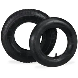 Relaxdays Schubkarrenreifen 4.00-8", Ersatzreifen mit Schlauch, Stollenprofil, 150kg, für Schubkarre, 400x100mm, schwarz