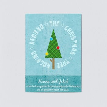 Moderne Weihnachtskarten (5 Karten) selbst gestalten, Rocking Tree - Türkis