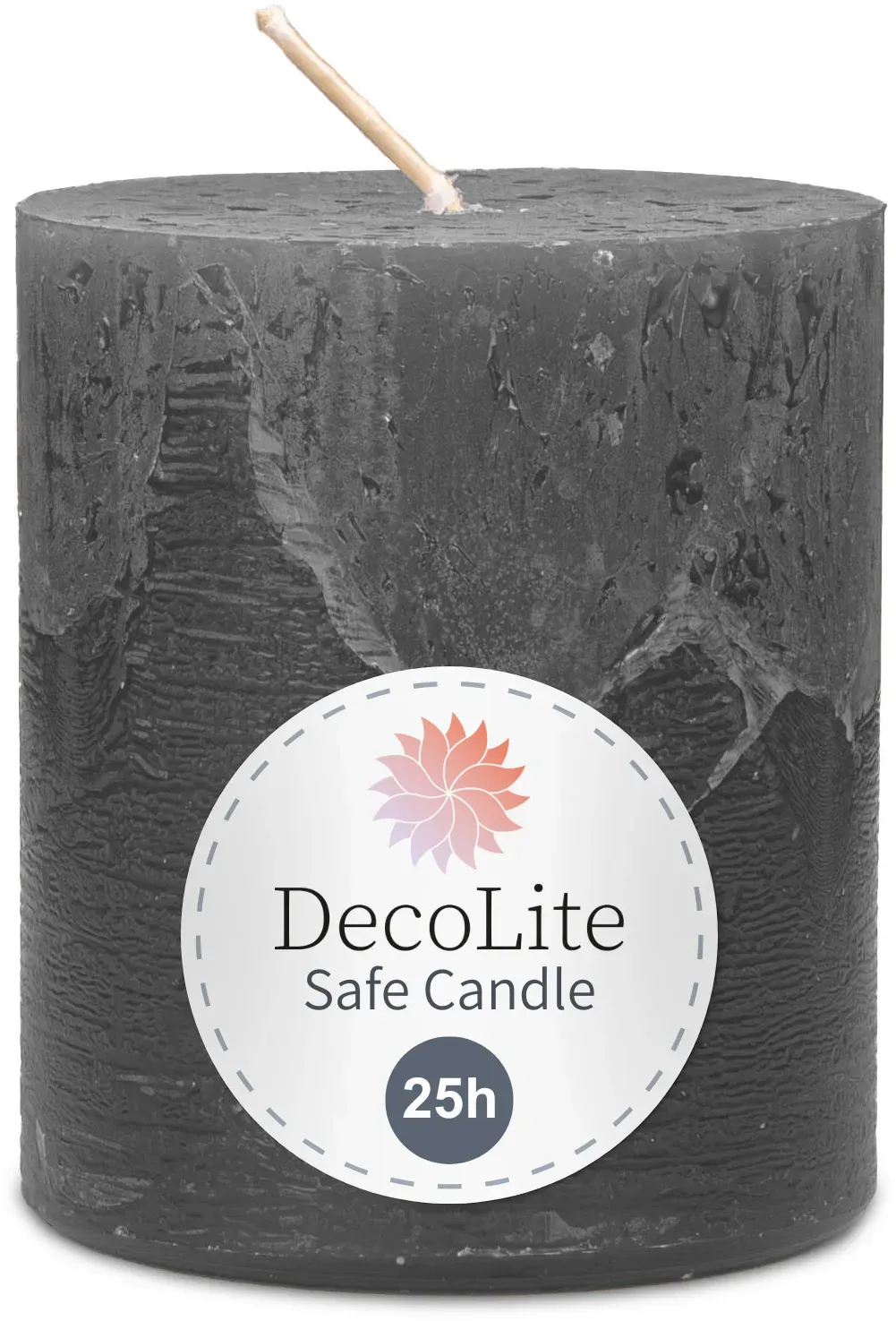 DecoLite: Rustic Stumpenkerzen 80/70 mm (Safe Candle) - 4 Stück - olive