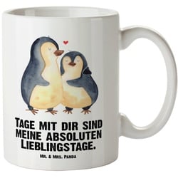 Mr. & Mrs. Panda Tasse Pinguin umarmend – Weiß – Geschenk, Grosse Kaffeetasse, Jumbo Tasse, XL Tasse Keramik weiß