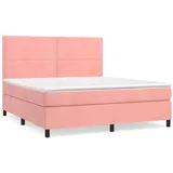 vidaXL Boxspringbett mit Matratze Rosa 160x200 cm Samt1348984