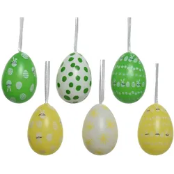 Decoris 12 Ostereier 6cm zum Aufhängen Hängedeko Osterdeko Set Ostern Motiv Punktemuster