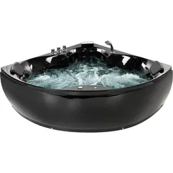 Whirlpool Badewanne schwarz Eckmodell mit LED 205  x 150 cm SENADO