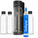 Sodapop Logan schwarz matt + 2 Flaschen 0,85 l + Flasche 0,6 l + Zylinder