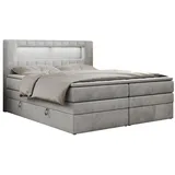 MKS Meble Boxspringbett Hellgrau, Textil, 2-Sitzer, H3, Rechteckig, 180x200 cm, Schlafzimmer, Betten, Boxspringbetten