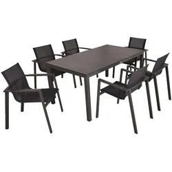 Tischgruppe SOPHIA 7 Teilig Tisch Set Stuhl Stapelstuhl Garten