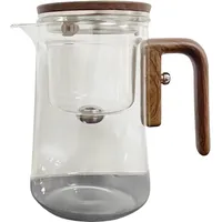 Enchanti-Teekanne, Hexerei-Teekanne, Wasserabscheider-Teekanne aus Glas mit Holzgriff, Enchantipot-Zauberteekanne, durchsichtige Enchanti-Zauberteekanne mit Sieb für losen Tee