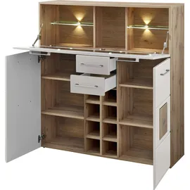 Innostyle Highboard INNOSTYLE "Barschrank SINFONIE, 120/129/37 cm BxHxT", cashmere matt, eiche altholz, B:120cm H:129cm T:37cm, ABS-Kunststoff, Glas, Holzwerkstoff, MDF, Metall, Sideboards, Highboard, 2 türig, 8 Flaschenfächer, 1 Glasklappe, LED-Beleuchtung, 