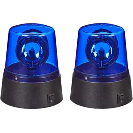 Relaxdays LED Blaulicht 2er Set Blau/Schwarz