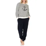 normann Frottee Pyjama gestreift Weiß 40-42