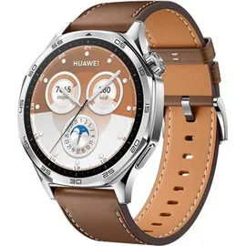 Huawei Watch GT 5 46 mm Silber Lederarmband Braun