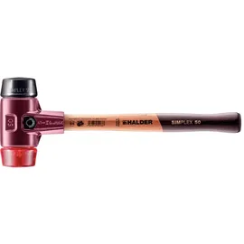 Halder Schonhammer SIMPLEX Kopf-D.50mm mittelhart/hart Gum. schwarz/Plastik rot