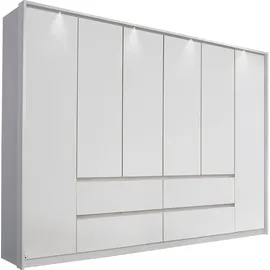 Rauch Drehtürenschrank RAUCH "Mainz mit Passepartout", weiß (alpinweiß), B:275cm H:212cm T:58cm, Holzwerkstoff, Schränke, Drehtürenschrank, optional mit Beleuchtung, Außentüren mit Push-to-Open Funktion