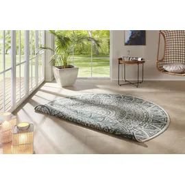 freundin Home Collection Teppich "Lilja Wendeteppich" Gr. 32, beige (creme, grün), H:5mm Ø:200cm, Polypropylen (PP), FREUNDIN HOME COLLECTION, Teppiche, Teppich, In-& Outdoor, beidseitig, Wetterfest, Balkon, Garten, Wohnzimmer