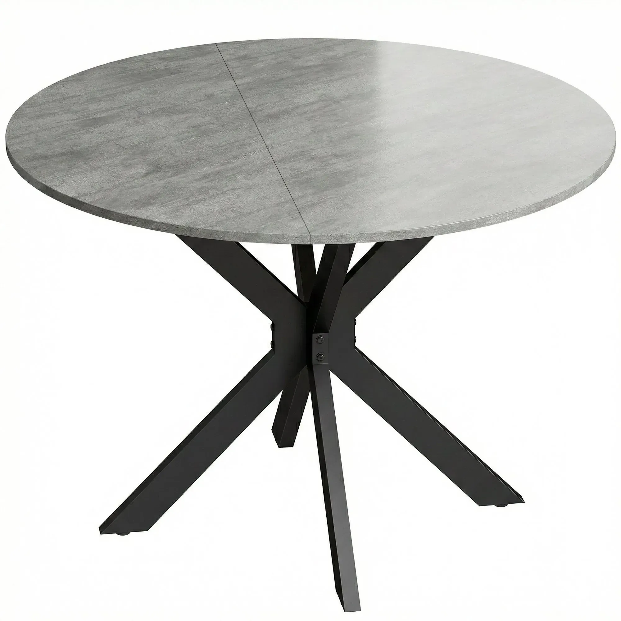 HOMCOM Esstisch Klappbar, Runder Küchentisch für 2-6 Personen, Esszimmertisch mit Spinnenfuß aus Stahl Klapptisch für Kleine Räume, Esszimmer, Küche, 110 x 110 x 76 cm, Zementgrau   Aosom