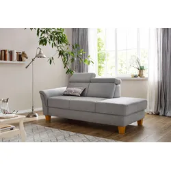 Recamiere HOME AFFAIRE "Conville", grau, B:194cm H:84cm T:93cm, 100% Polyester, Sofas, Longchair, incl. Kopfteilverstellung, Federkern, wahlweise mit Bettkasten