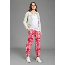 NEUN MONATE Umstandshose NEUN MONATE "Haremshose für Schwangerschaft und Stillzeit", Damen, Gr. 36/38, N-Gr, rot geblümt, Jersey, Obermaterial: 95% Viskose, 5% Elasthan, bedruckt, Basic, bequem lang, Hosen, in bequemer Passform und mit Blumenmuster