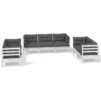 vidaXL Garten-Lounge-Set 7-tlg. Kiefer Massivholz weiß