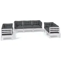 vidaXL Garten-Lounge-Set 7-tlg. Kiefer Massivholz weiß