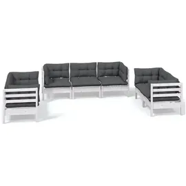 vidaXL Garten-Lounge-Set 7-tlg. Kiefer Massivholz weiß