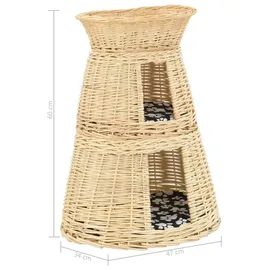 vidaXL 3-tlg. Katzenkorb-Set mit Kissen 47 x 34 x 60 cm Natur Weide
