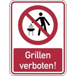 Dreifke® Hinweisschild, Grillen verboten - 300x400x2 mm Aluverbund