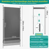 Vertikale Balkonmarkise - Sichtschutz Rollo für außen - Klemmmarkise ohne Bohren - HDPE - 150x270 cm - Grau