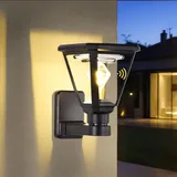 Alighting Solar Wandleuchte mit Dämmerung bis Dawn-Sensor, Wasserdicht, 2700K Warmweiß, schwarze LED-Laterne für Garten, Zaun, Hof - 21cm, ohne Verkabelung