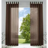 Gardinenbox 2er-Pack Gardinen Transparent Vorhang Set Wohnzimmer Voile Schlaufenschal mit Bleibandabschluß HxB 225x140 cm Braun,