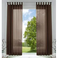 Gardinenbox 2er-Pack Gardinen Transparent Vorhang Set Wohnzimmer Voile Schlaufenschal mit Bleibandabschluß HxB 225x140 cm Braun,