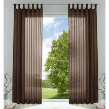 Gardinenbox 2er-Pack Gardinen Transparent Vorhang Set Wohnzimmer Voile Schlaufenschal mit Bleibandabschluß HxB 225x140 cm Braun,