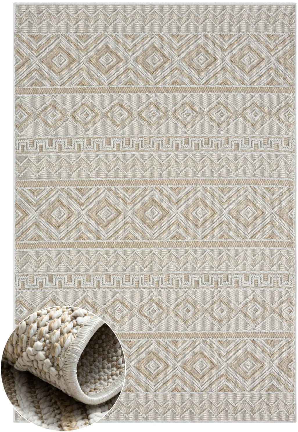 Teppich »Vera«, rechteckig, modernes Design, In  Outdoor geeignet, Balkon, Terrasse, 13105547-0 beige,cream 8 mm