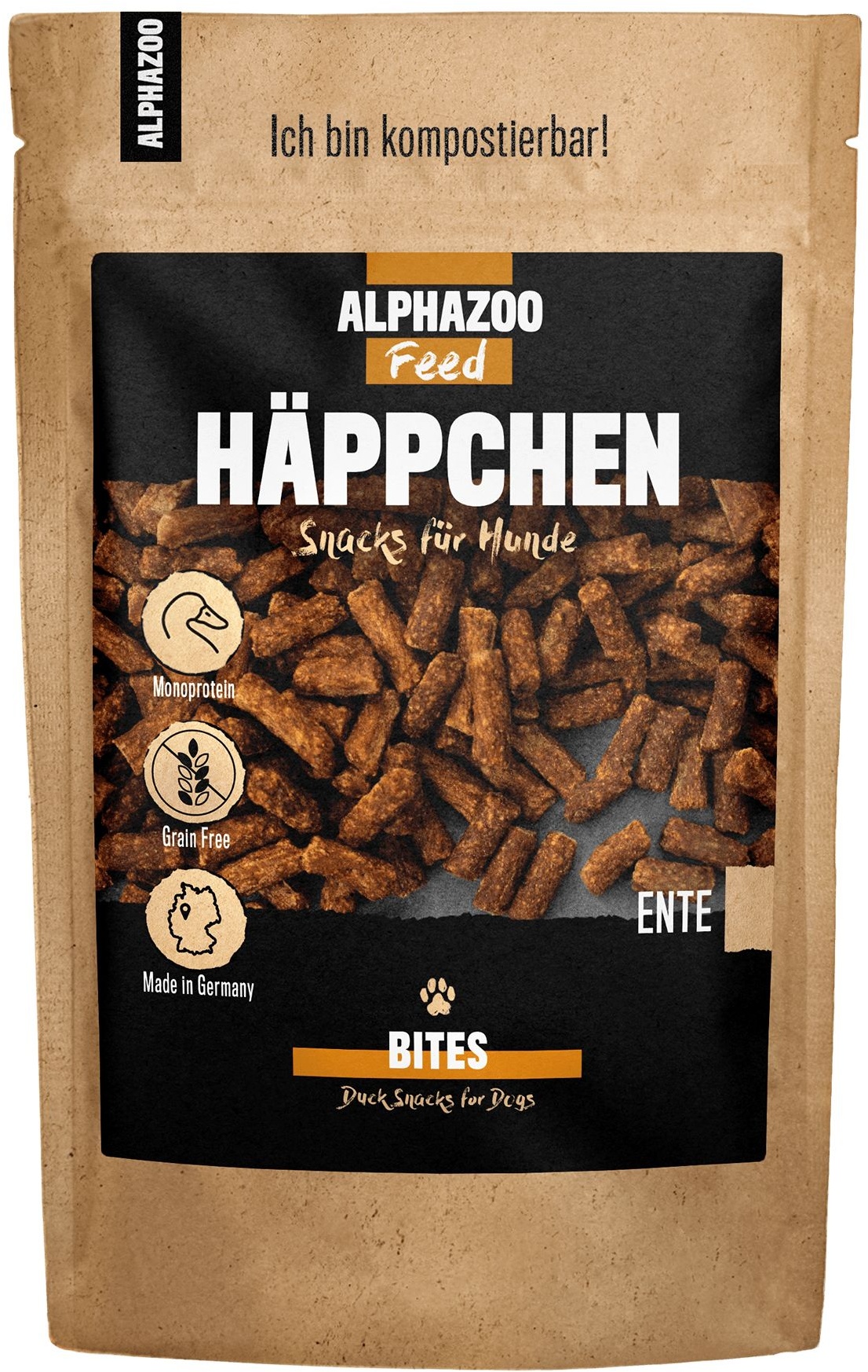 Alphazoo Häppchen Ente, Snacks für Hunde Pellets 200 g